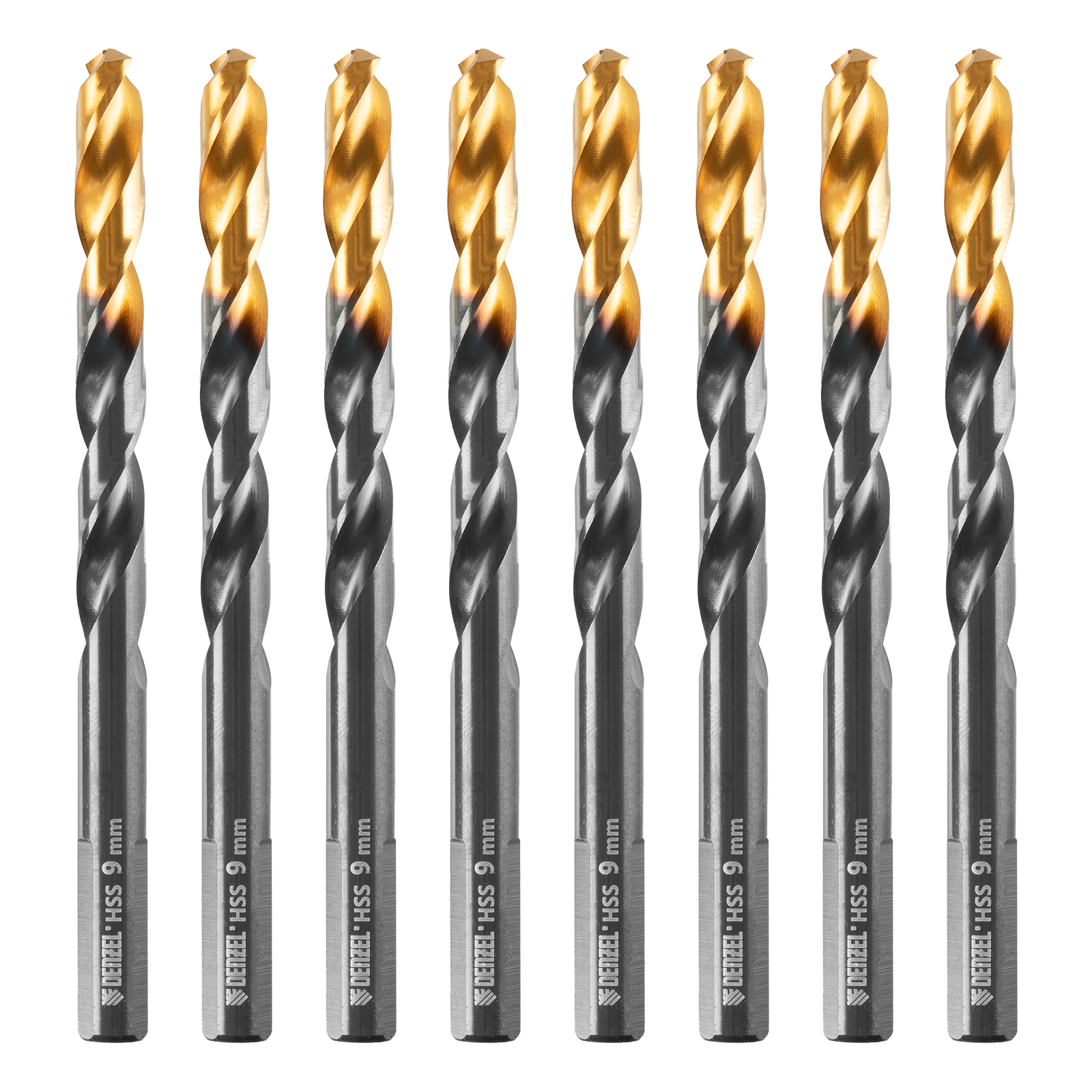 Сверло по металлу, 9 мм, HSS-Tin, Golden Tip, 8 шт. Denzel (717221)