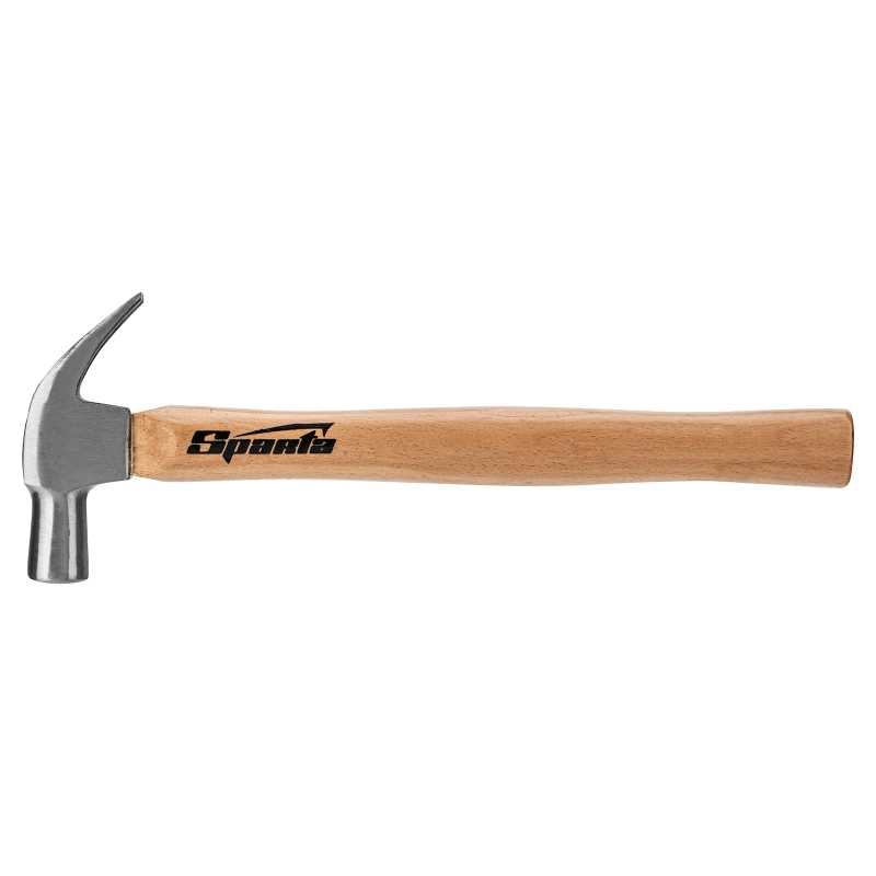 Молоток-гвоздодер, 225 г, боек 22 мм, деревянная рукоятка Sparta (104105)