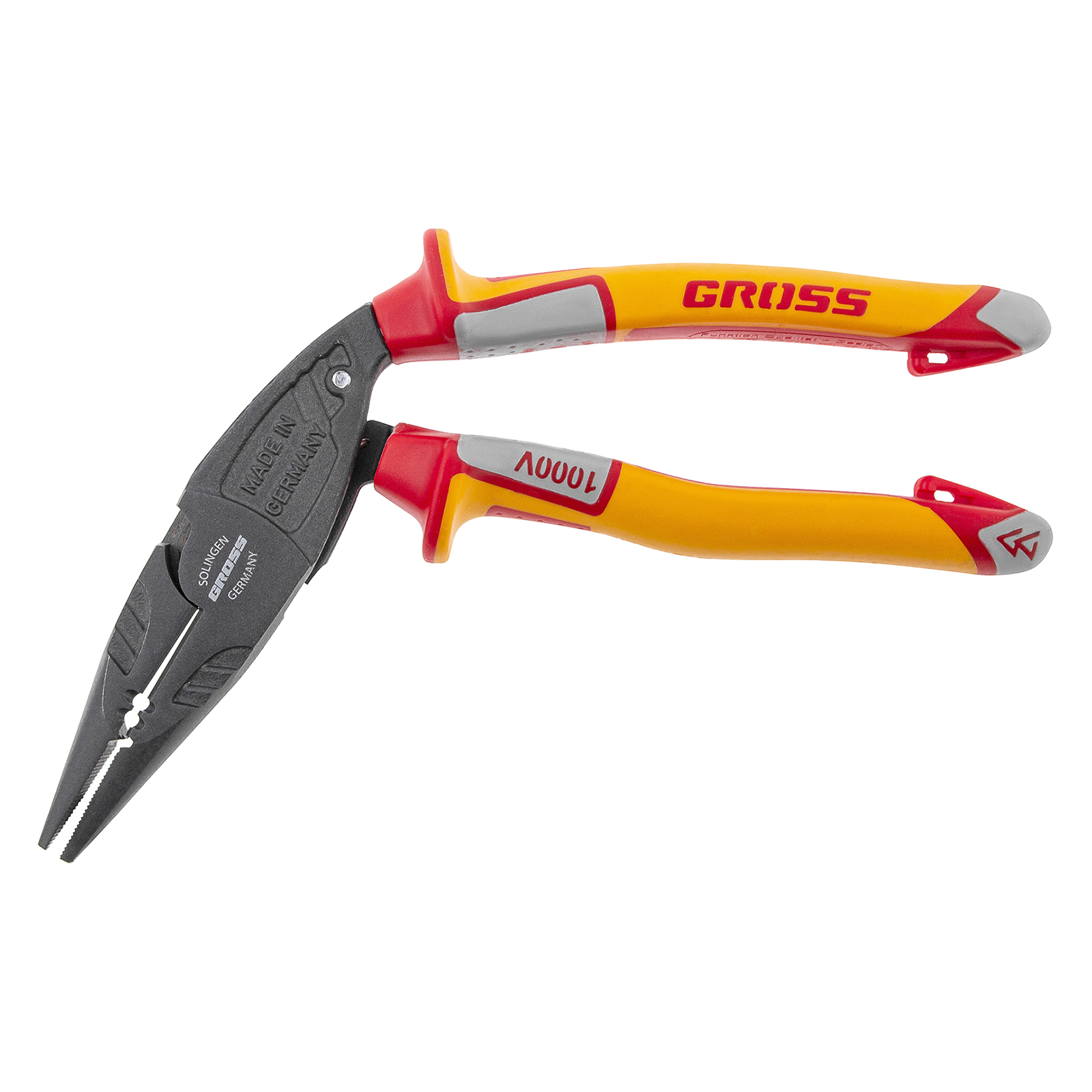 Длинногубцы с изогнутой головой, комбинированные, диэлектрические рукоятки до 1000 В, 200 мм Gross (17181)