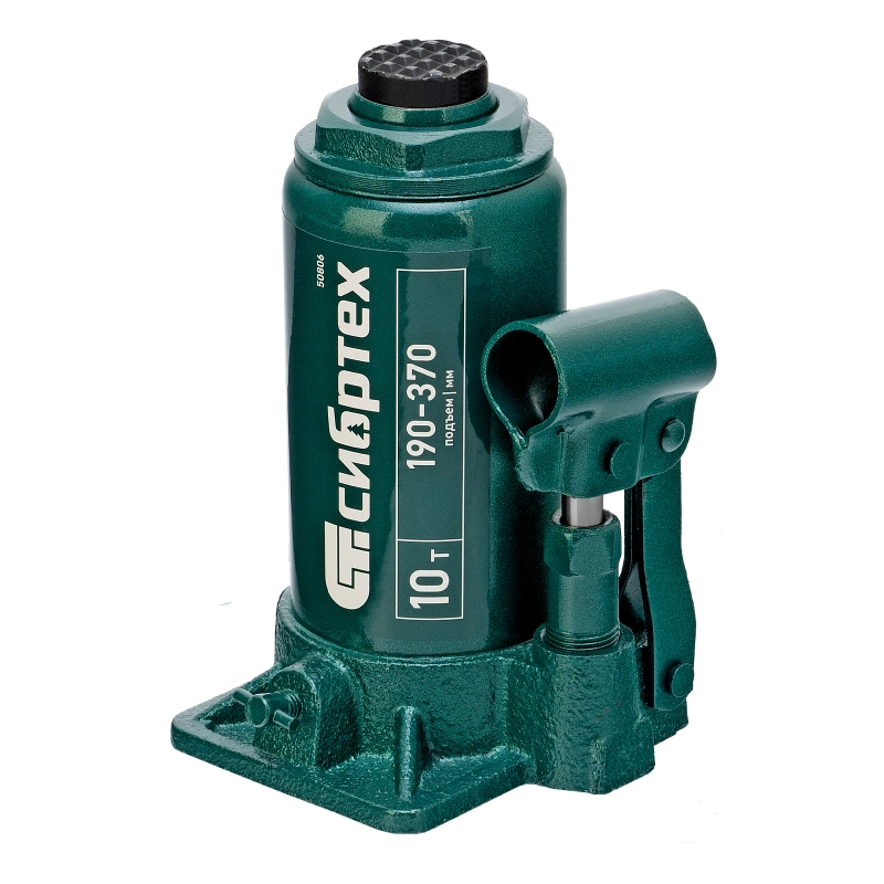 Домкрат гидравлический бутылочный, 10 т, 190-370 мм Сибртех (50806)