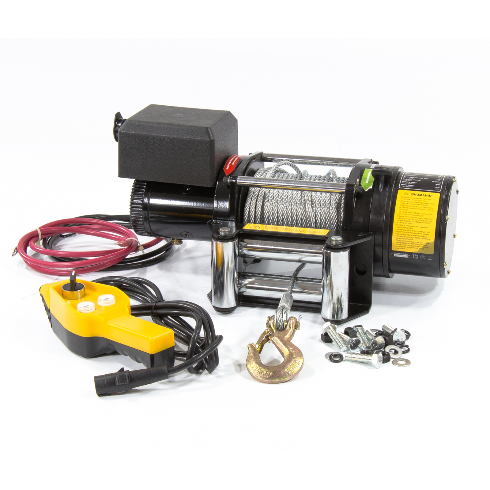 Лебедка автомобильная электрическая LB-2000, 2.2 т, 3.2 кВт, 12 В Denzel (52021)