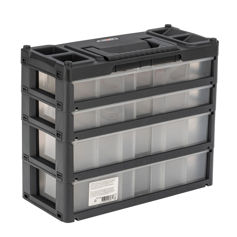 Органайзер для хранения с выдвижными лотками 310х150х260мм, 4 секции, пластик Stels (90728)