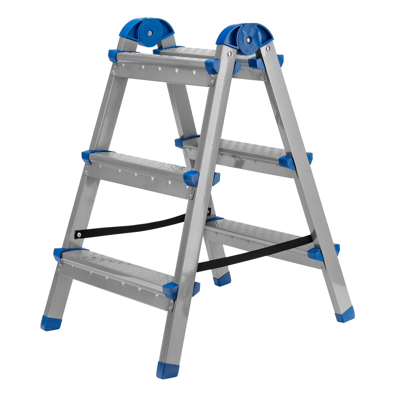 Стремянка двухсторонняя 3 ступени, сталь профиль, стальные ступени, Сибртех (97983)