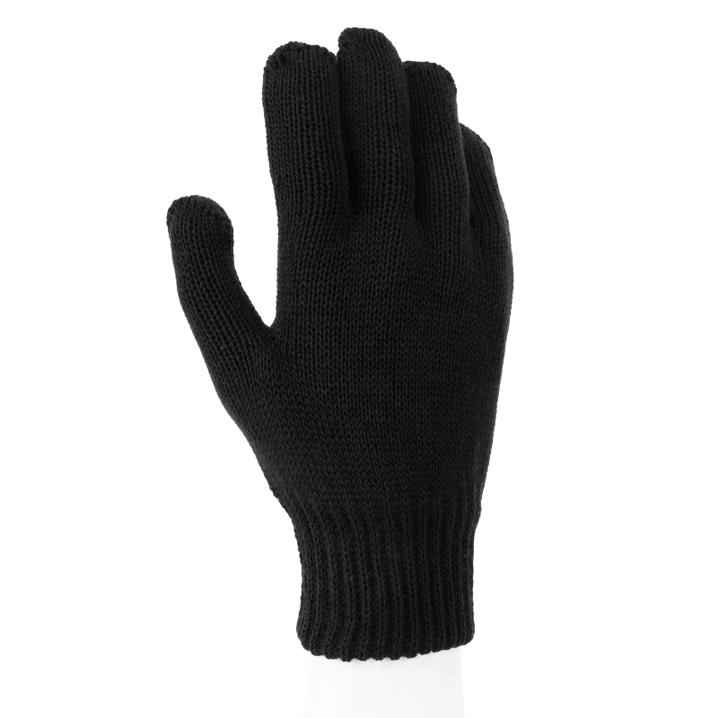 Перчатки трикотажные, акрил, двойные, черный, двойная манжета Сибртех (68681)