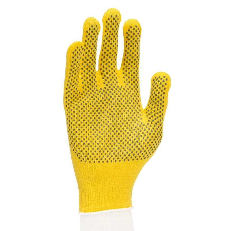 Перчатки Нейлон, ПВХ точка, 13 класс, цвет лимон, L (67827)