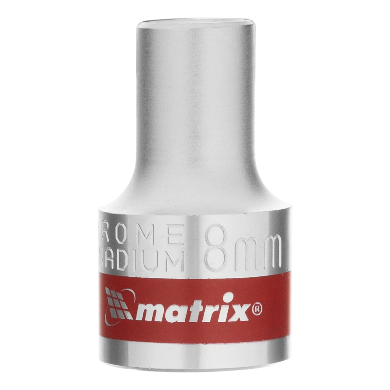 Головка торцевая, 8 мм, двенадцатигранная, CrV, под квадрат 1/2, хромированная Matrix (13676)