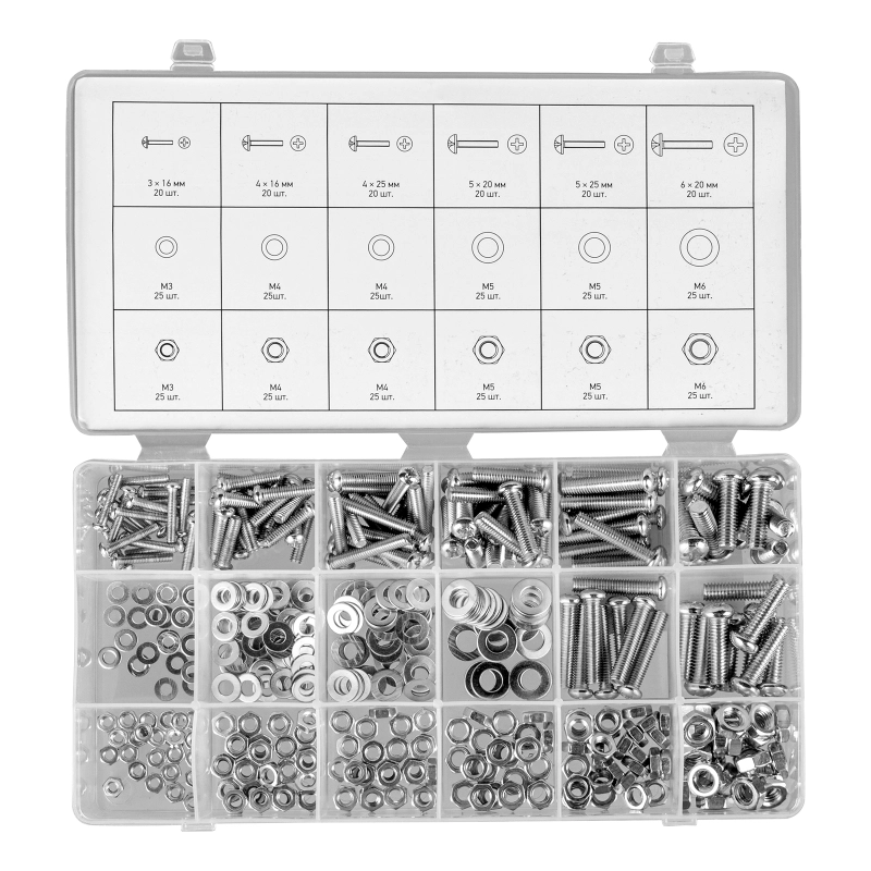 Набор винтов, гаек, шайб, 420 шт Сибртех (47617)
