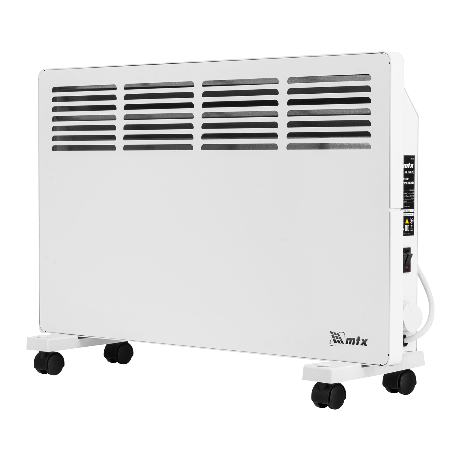 Конвектор электрический КМ-1500.2, 230 В, 1500 Вт, X-образный нагреватель, колеса, термостат MTX (98125)