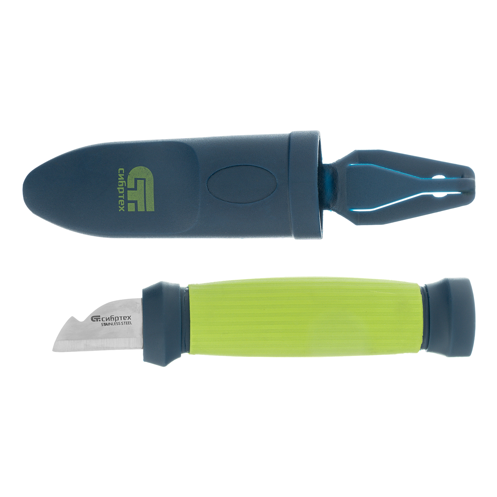 Нож монтажника с чехлом (заточка справа) обрезиненная рукоятка, 154 мм, лезвие 31 мм Сибртех (79013)