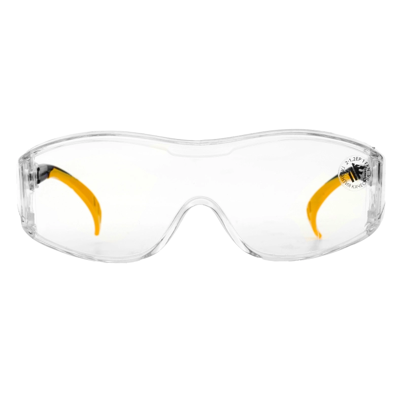 Очки защитные открытые, поликарбонатные, увеличенная прозрачная линза,  регулируемые дужки Denzel (89201)