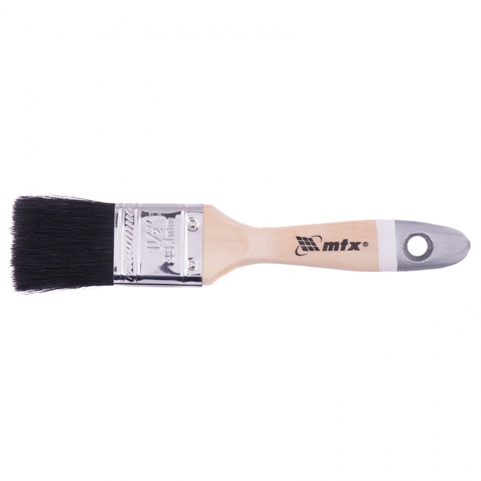 Кисть плоская, натуральная черная щетина, деревянная ручка 1.5" MTX (82626)