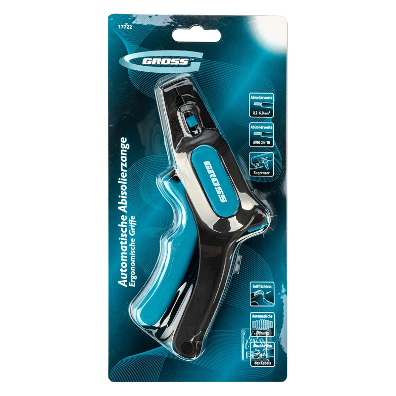 Щипцы для зачистки электропроводов 0.2-6 мм2 (10-24 AWG) лезвие: нержавеющая сталь Gross (17722)