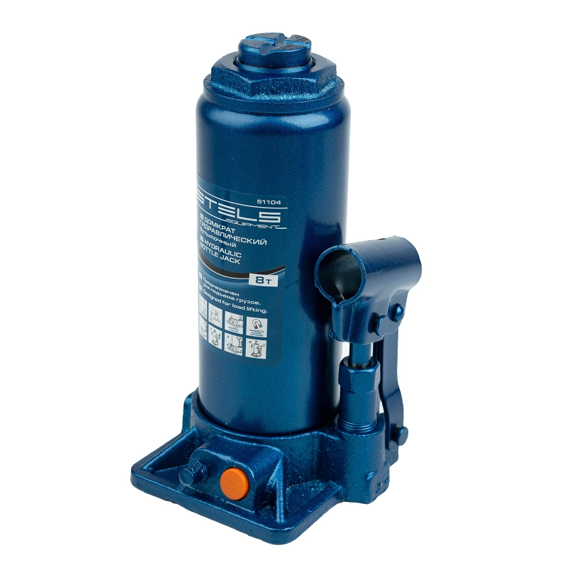 Домкрат гидравлический бутылочный, 8 т, H подъема 230-457 мм Stels (51104)