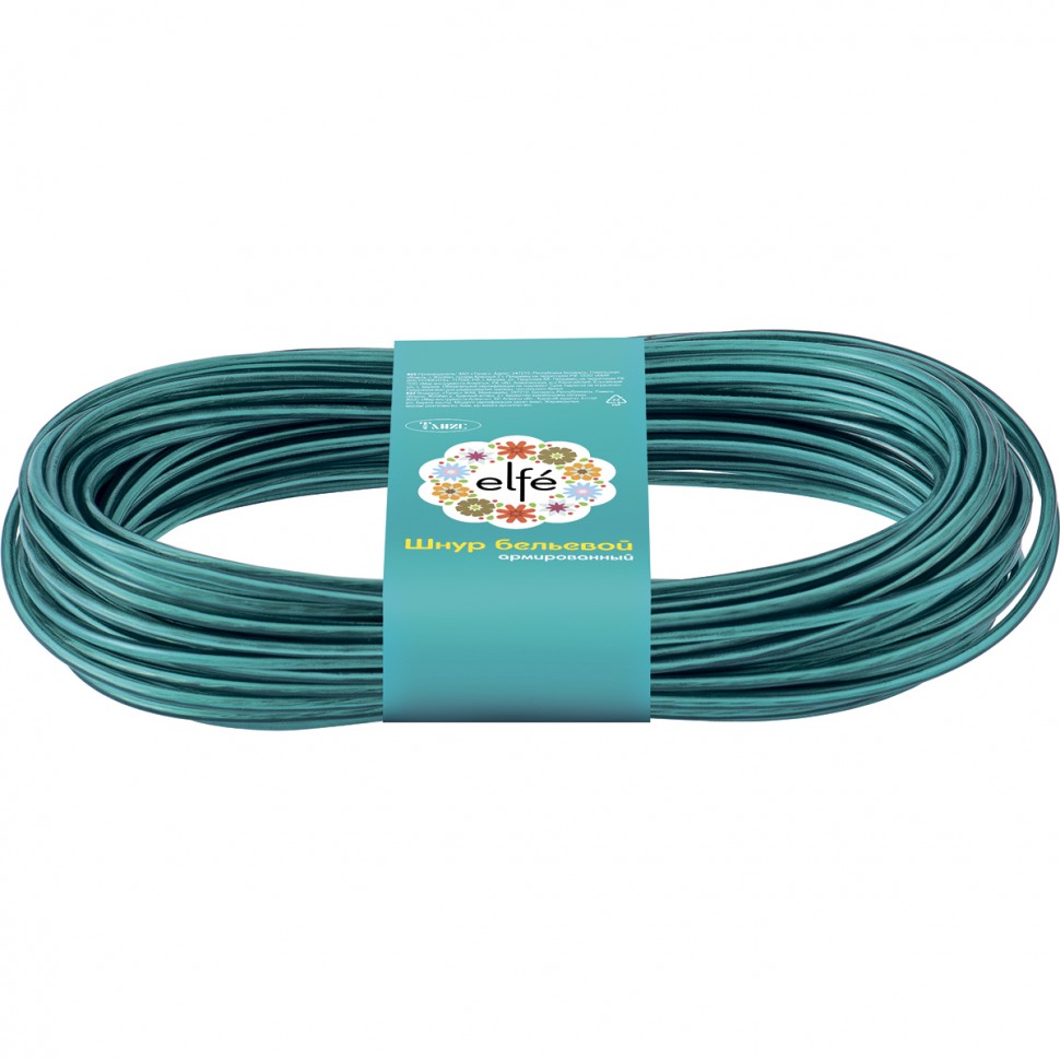 Шнур бельевой, армированный с полимерным покрытием, ШХА, особопрочный D 3 мм, L-20 м Elfe (93703)