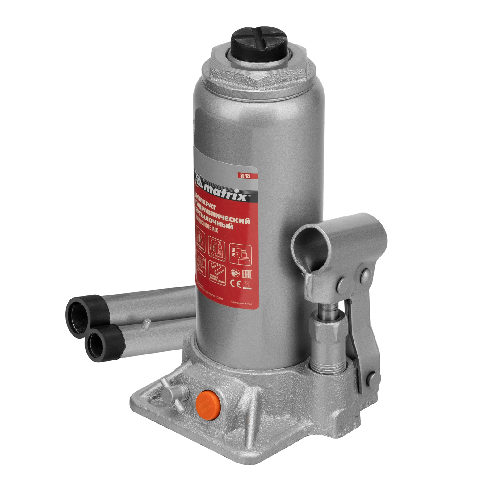Домкрат гидравлический бутылочный, 6 т, h подъема 216-413 мм Matrix (50765)