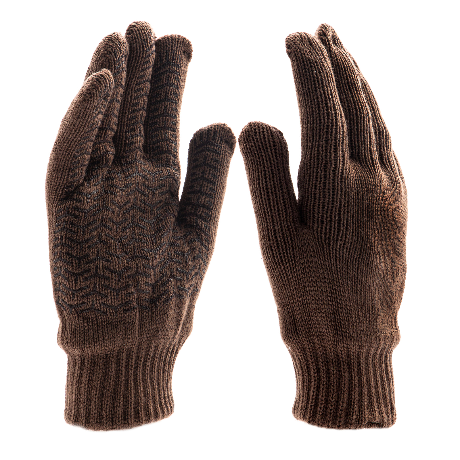 Перчатки трикотажные, двойные, полушерстяные, с ПВХ покрытием, Сибртех (68634)