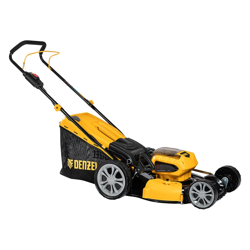 Газонокосилка аккумуляторная бесщеточная RLM450-36, Li-ion, 36 В, 4 Ач, 450 мм, травосборник 40 л Denzel (58910)