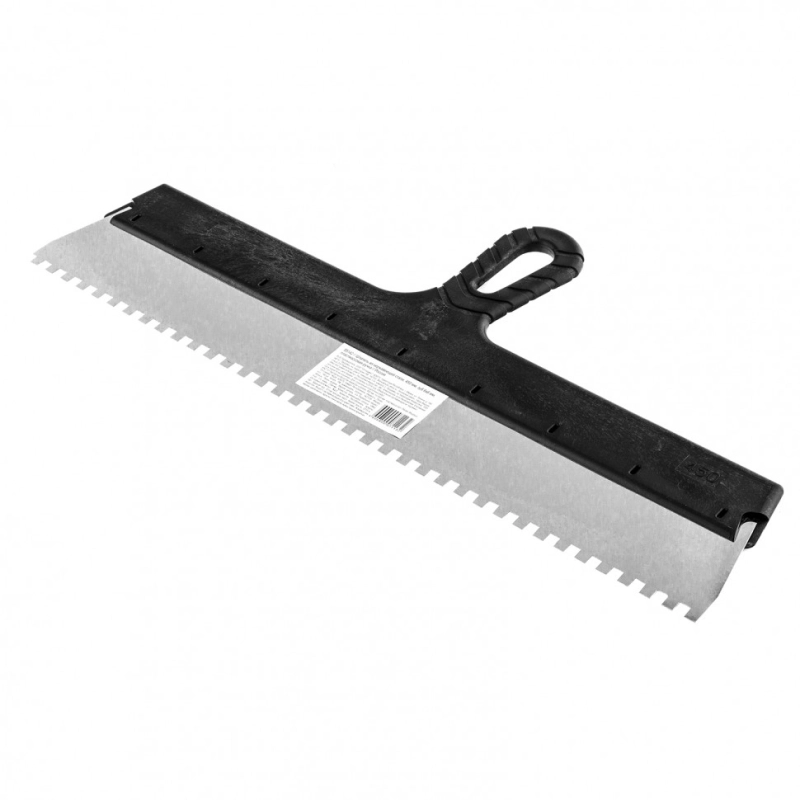 Шпатель из нержавеющей стали, 450 мм, зуб 6 х 6 мм, пластмассовая ручка Sparta (85142)