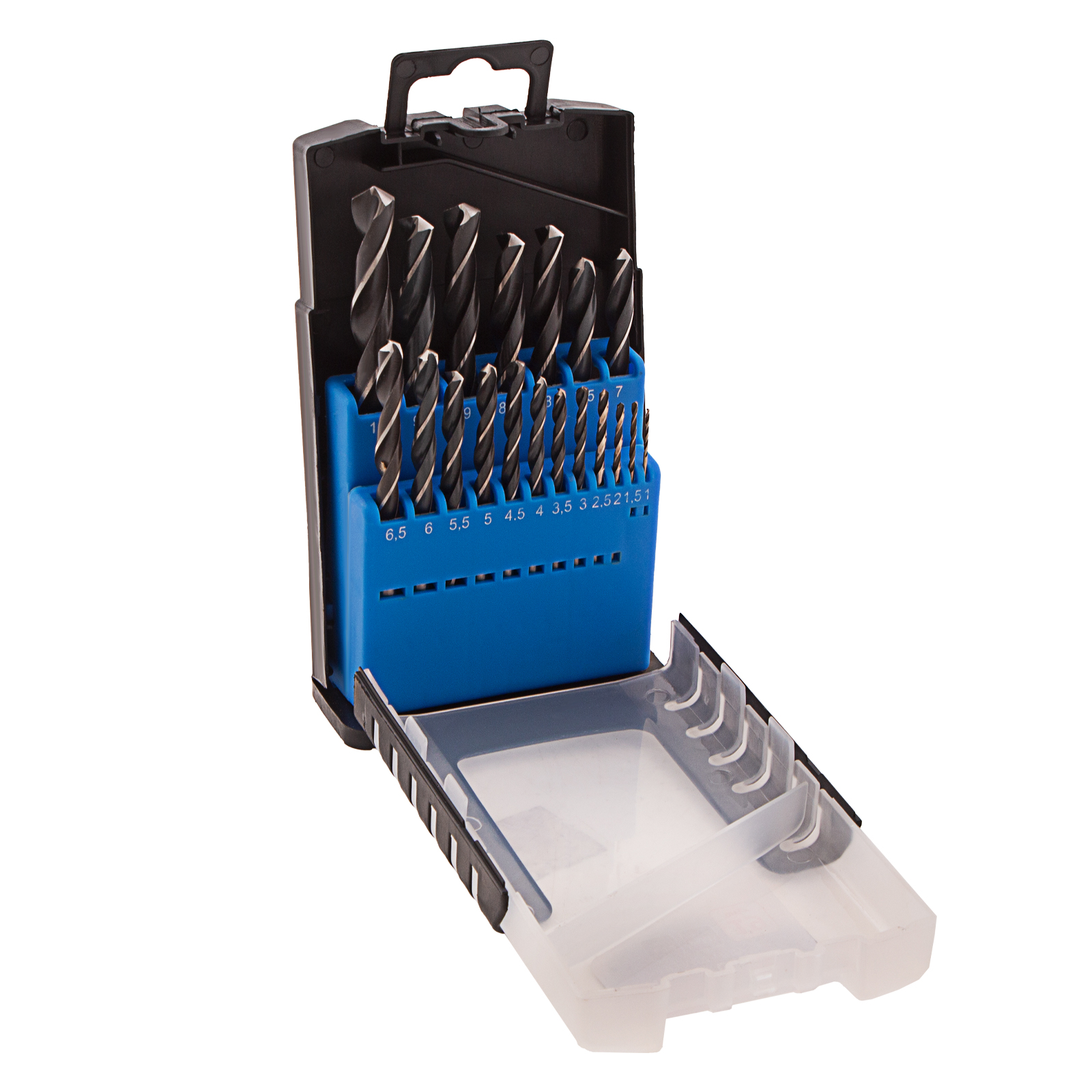 Набор сверл по металлу, 1-10 мм (через 0.5 мм) 19 шт, Р6М5, прокат, цилиндрический хвостовик Барс (72372)