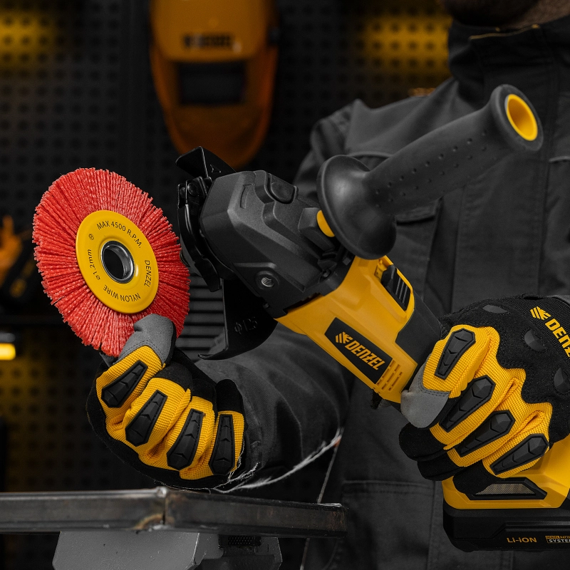 Щетка для УШМ, 125 мм, Плоская, нейлоновая щетина, посадка 22,2 мм Denzel (74461)