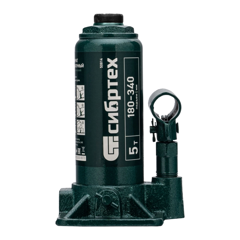 Домкрат гидравлический бутылочный, 5 т, 180-340 мм, в пласт. кейсе Сибртех (50814)
