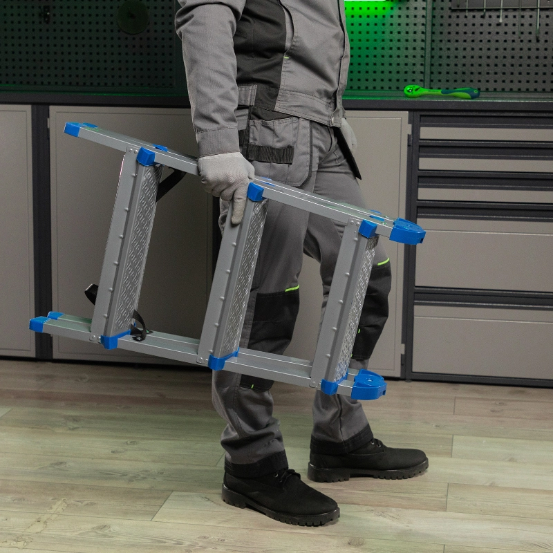 Стремянка двухсторонняя 3 ступени, сталь профиль, стальные ступени, Сибртех (97983)