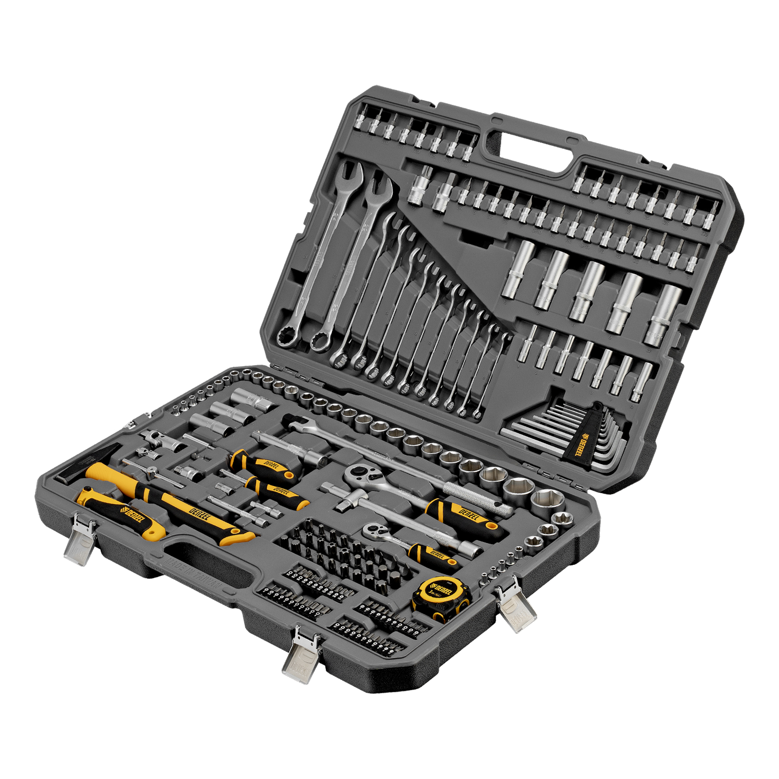 Набор инструментов, 1/2", 1/4", CrV, S2, пластиковый кейс, 194 предмета Denzel (15806)