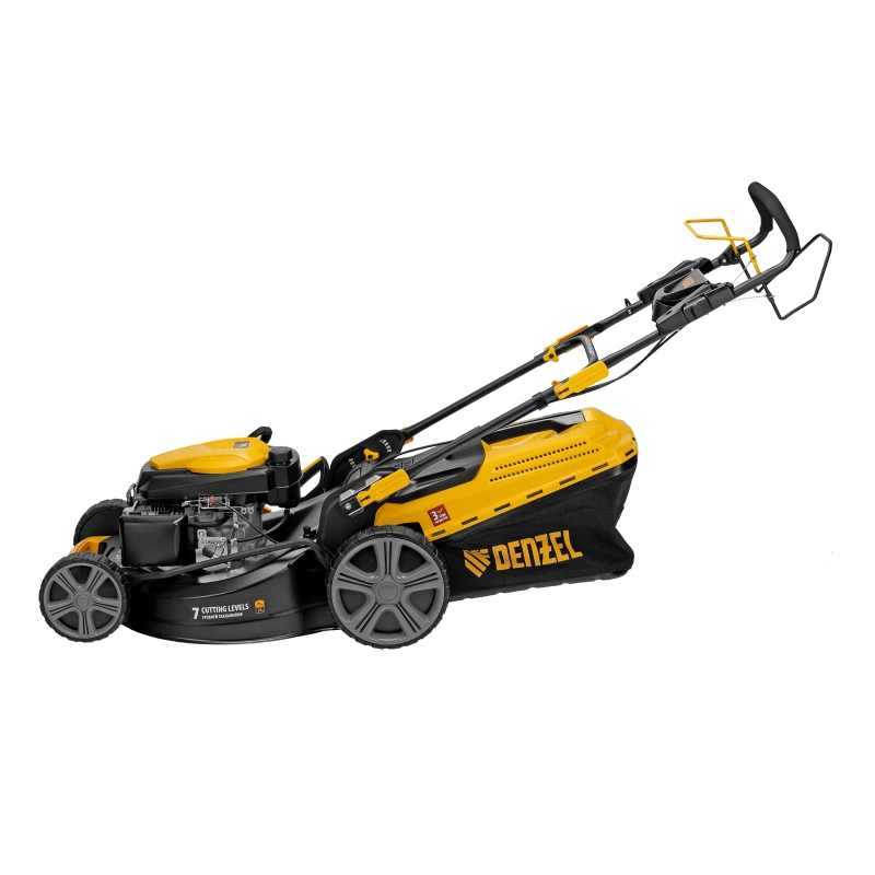 Газонокосилка бензиновая GLD-520SP, 196 куб.см, ширина 52 см, привод, 7 уровней,травосборник 60 л Denzel (58804)