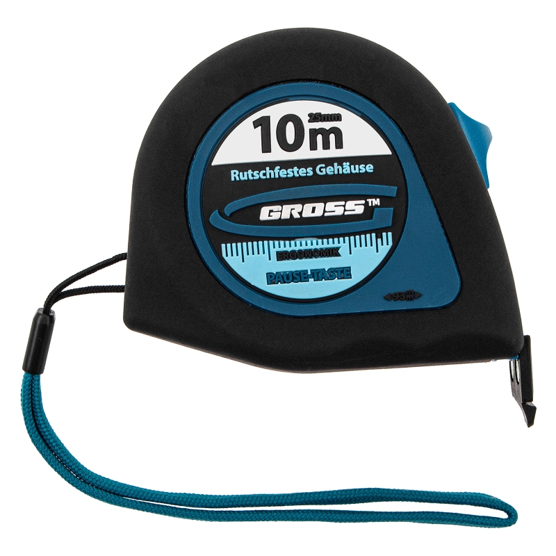 Рулетка "Ergonomisch",10 м x 25 мм,магнитный обрезиненный зацеп Gross (31105)