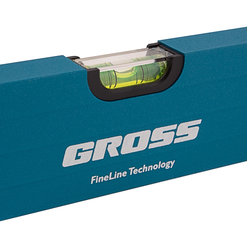 Уровень алюминиевый, 400 мм, усиленный с ударопрочными заглушками, 3 глазка Gross (34324)