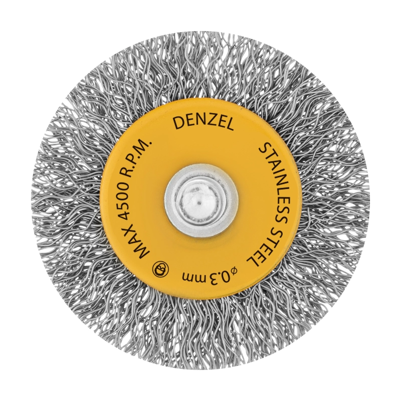 Щетка для дрели, 50 мм, Плоская, со шпилькой, нержавеющая витая проволока Denzel (744623)