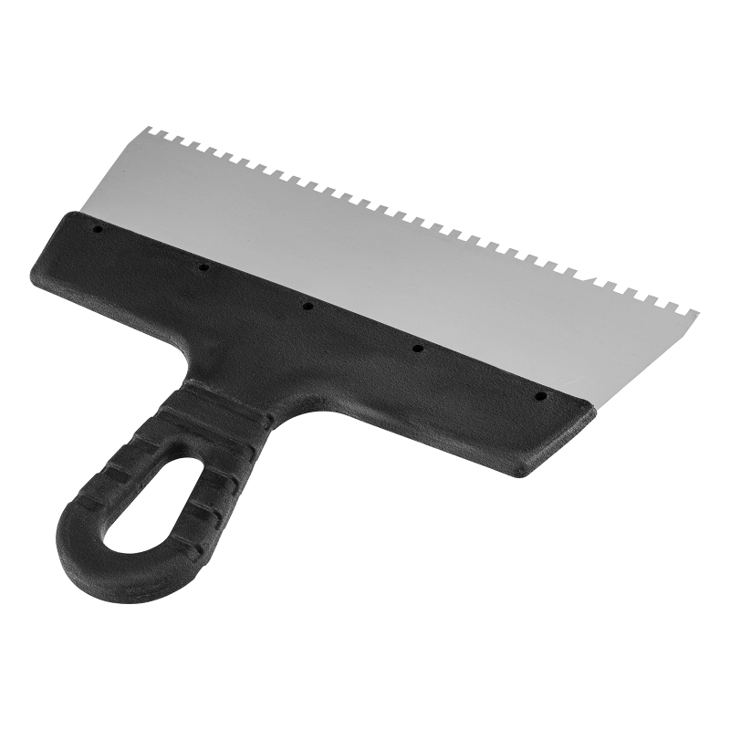 Шпатель из нержавеющей стали, 250 мм, зуб 4 х 4 мм, пластмассовая ручка Sparta (85156)