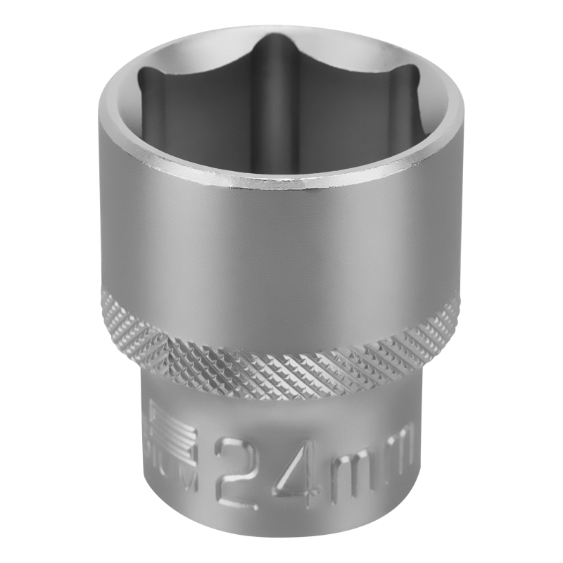 Головка торцевая, 24 мм, шестигранная, CrV, под квадрат 1/2 Stels (13835)