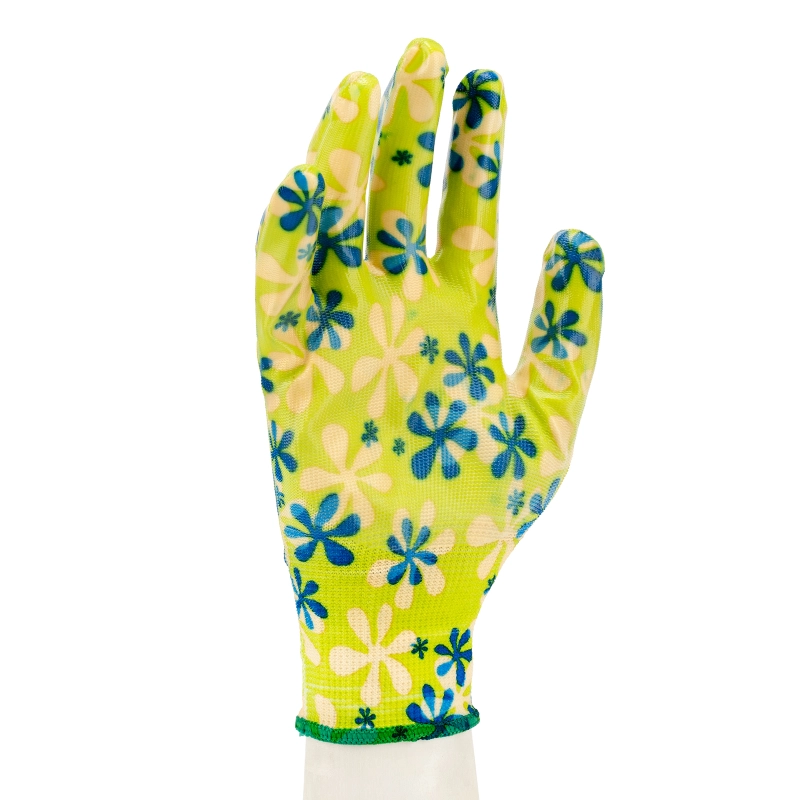 Перчатки садовые из полиэстера с нитрильным обливом, зеленые, S Palisad (67741)