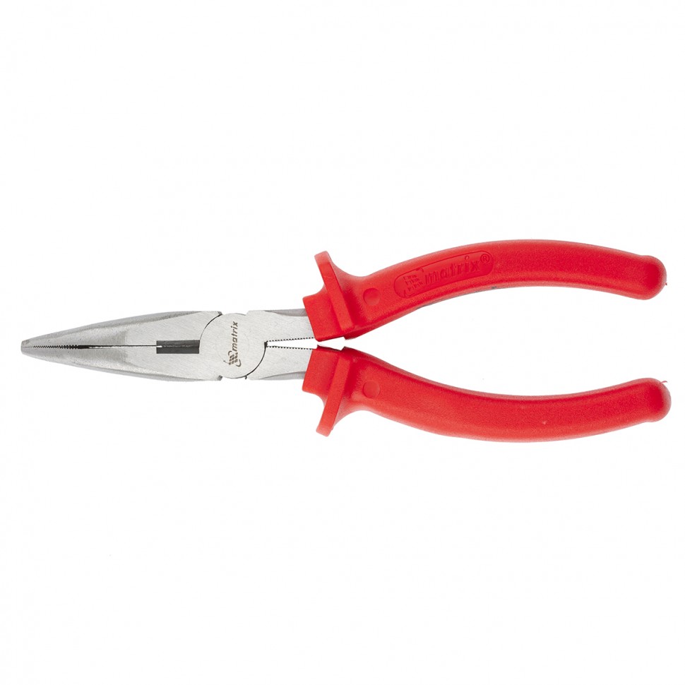 Длинногубцы изогнутые Econom, 160 мм, шлифованные, пластмассовые рукоятки Matrix (17494)