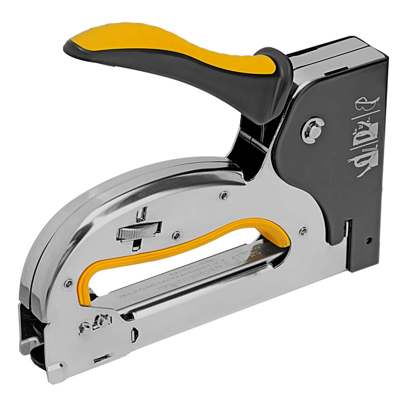 Степлер металл., скобы в комплекте, плавная регулировка удара, 2К рукоятка, тип 53, 4-14 мм Denzel (40223)