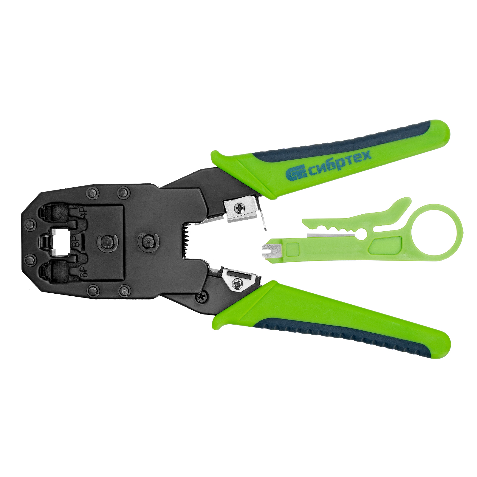 Клещи для обжима телефонных и компьютерных клемм 4P, 6P, 8P, функция обрезания проводов Сибртех (17733)