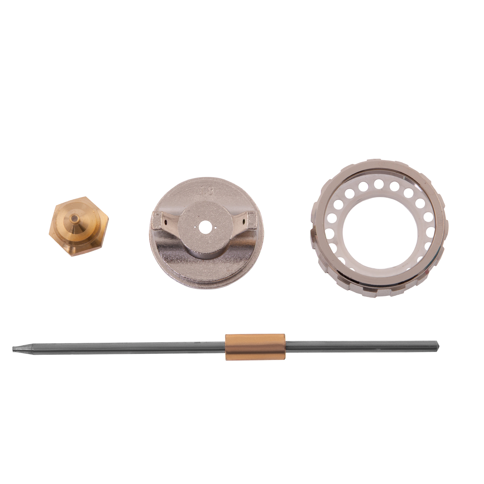 Ремкомплект для краскораспылителя 4 предмета : сопло 1.8 мм + игла + форсунка + зажим сопло Matrix (57384)