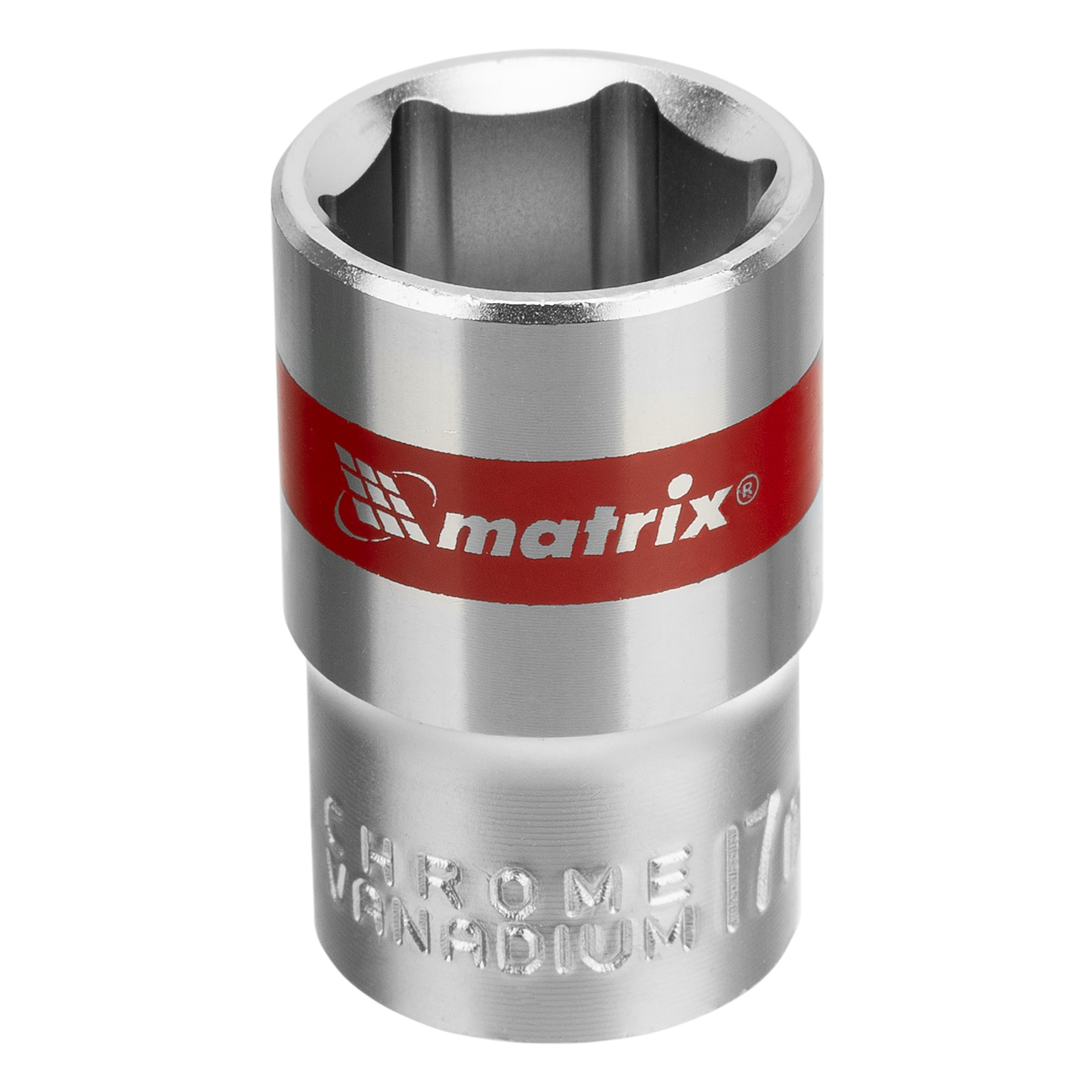 Головка торцевая, 17 мм, шестигранная, CrV, под квадрат 1/2, хромированная Matrix (13117)
