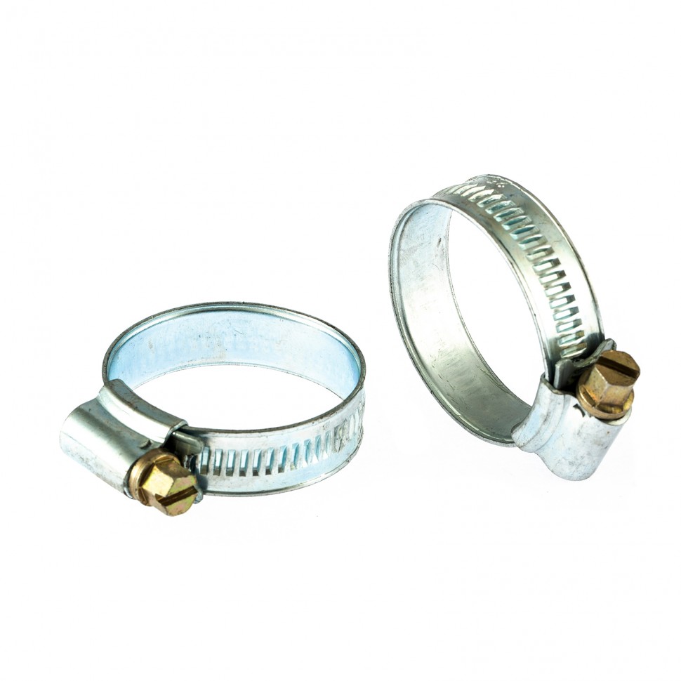 Хомуты металлические, червячные 25-38 мм, ширина 12 мм, английский тип, W1, 2 шт Сибртех (47668)