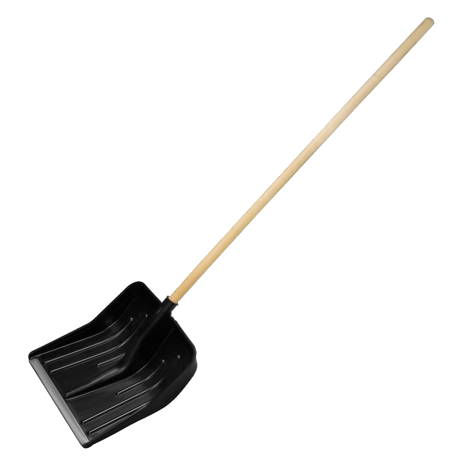 Лопата для уборки снега пластиковая, 400х420х1425 мм, деревянный черенок 1 сорт, Сибртех (615805)