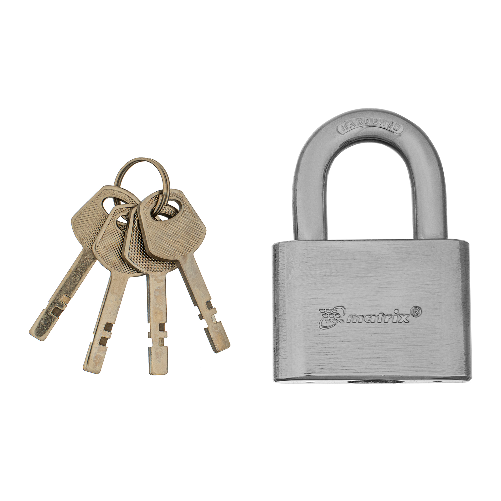 Замок навесной, хромированное покрытие 60 мм Matrix (91802)