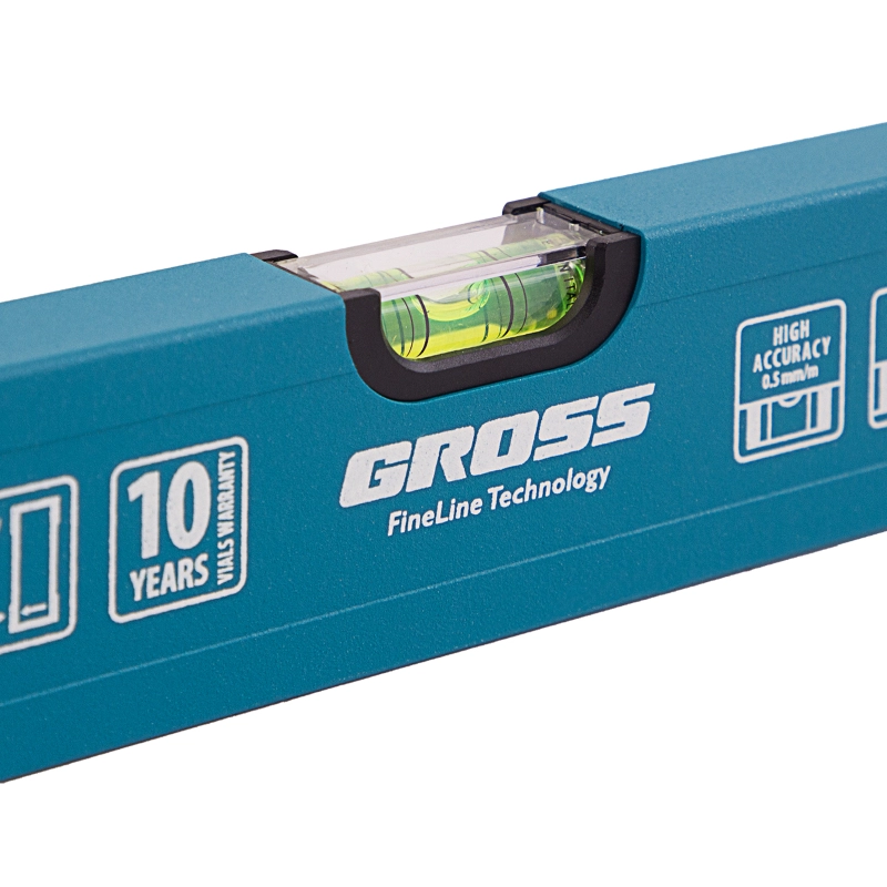 Уровень алюминиевый усиленный, 1200 мм, 3 глазка Gross (33632)