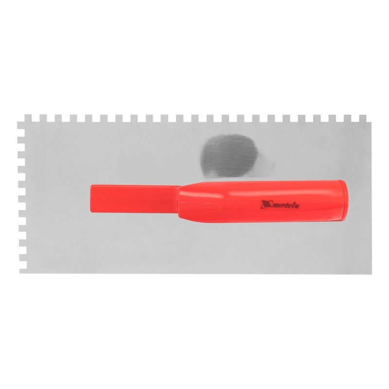 Гладилка стальная, 280 х 130 мм, зеркальная полировка, пластмассовая ручка, зуб 6 х 6 мм Matrix (86775)