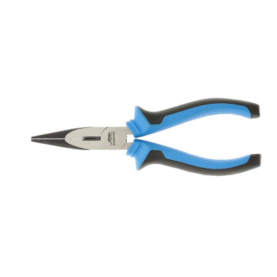 Длинногубцы прямые 160 мм, хром-ванадий, двухкомпонентные рукоятки Барс (17195)