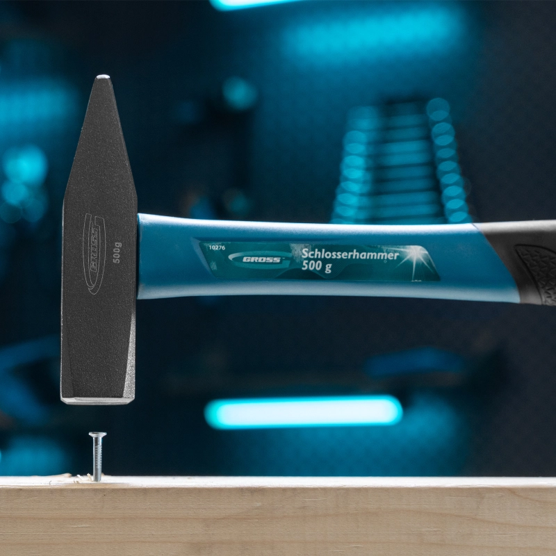 Молоток слесарный, 500 г, квадратный боек, фибергласовая обрезиненная рукоятка Gross (10276)