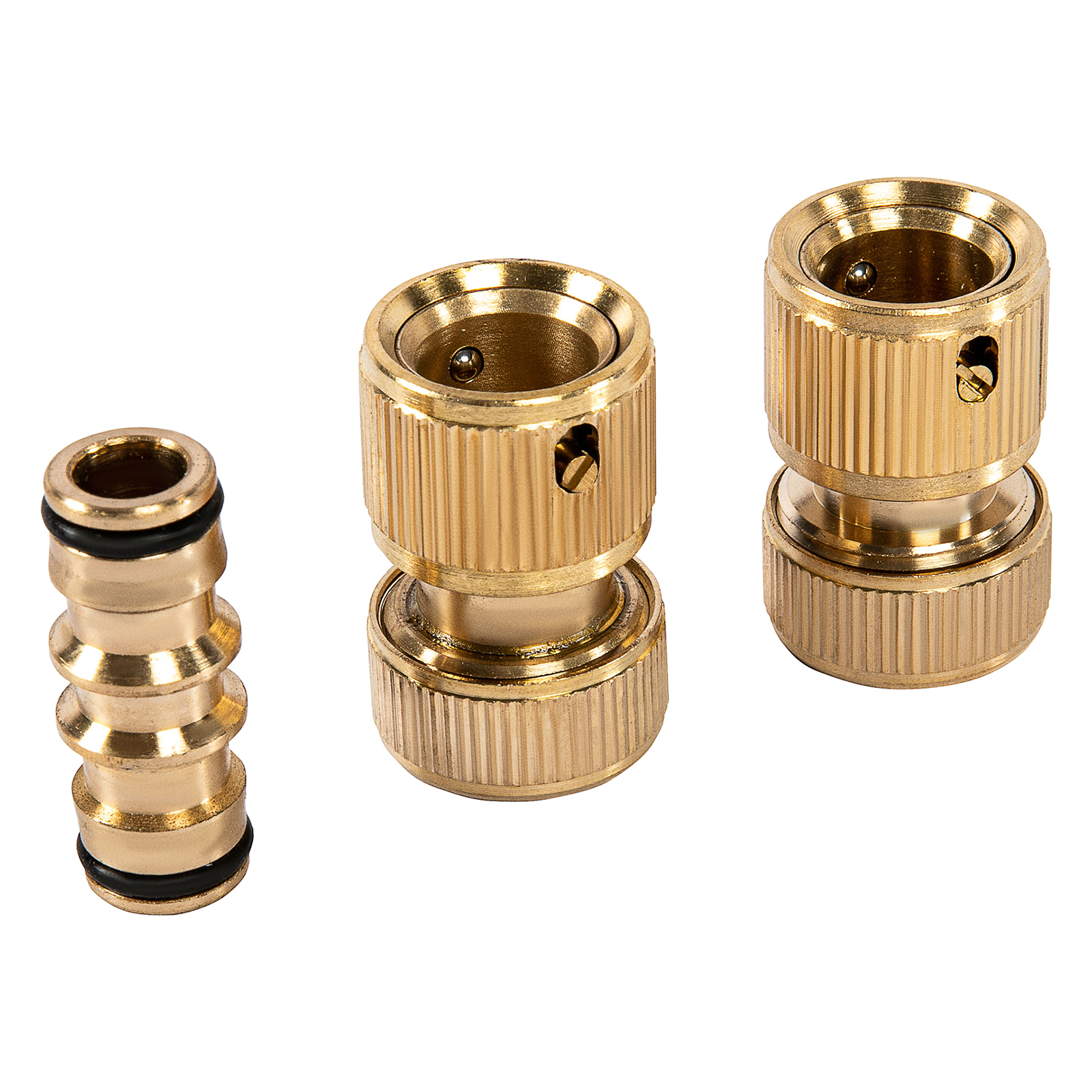 Набор для подключения шланга 1/2, переходник, 2 соединителя, аквастоп, латунный Palisad (66210)