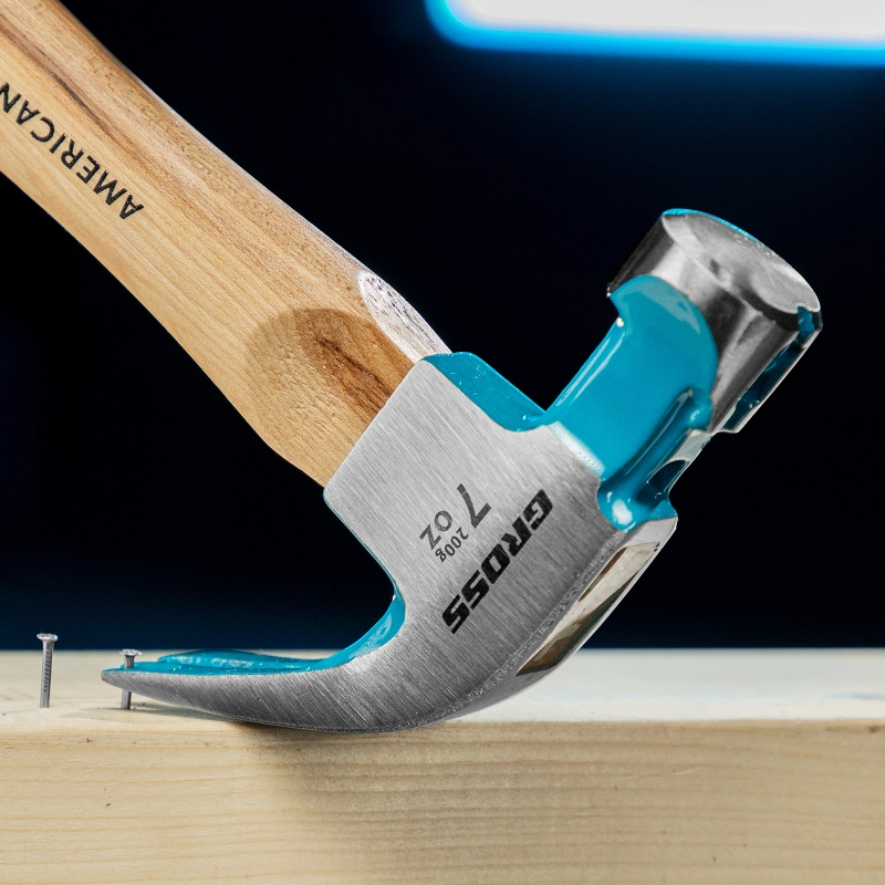 Молоток-гвоздодер, 200 г, угол 45, магнит, обрезиненная рукоятка American hickory GROSS (10414)