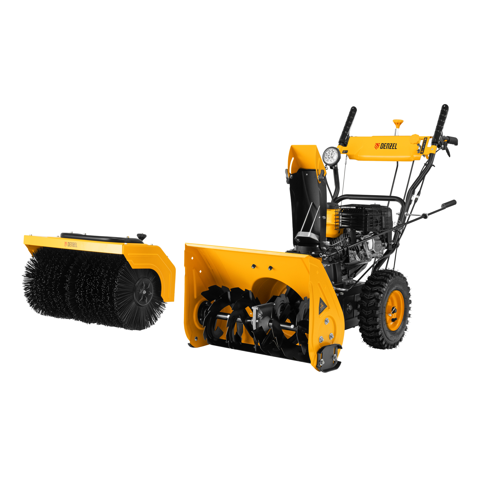 Гибридная снегоуборочная машина с функц. подметания SWB-600, 212 сс, руч. старт, 2 насадки Denzel (97661)