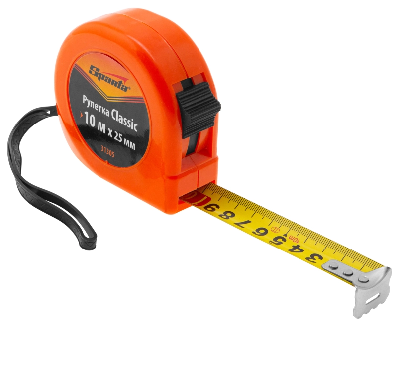 Рулетка Classic,10 м х 25 мм,пластиковый корпус Sparta (31305)
